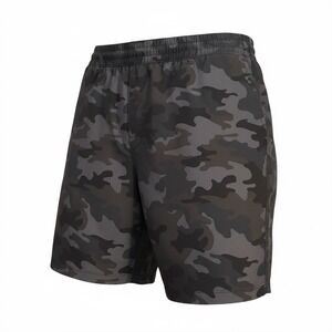 Birddogs Mens Camo Gym Shorts Built-in Liner Grey Charcoal Camouflage Medium